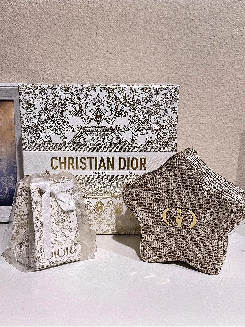 Christian Dior Beauty Holiday Star Pouch Gold Cosmetic Bag